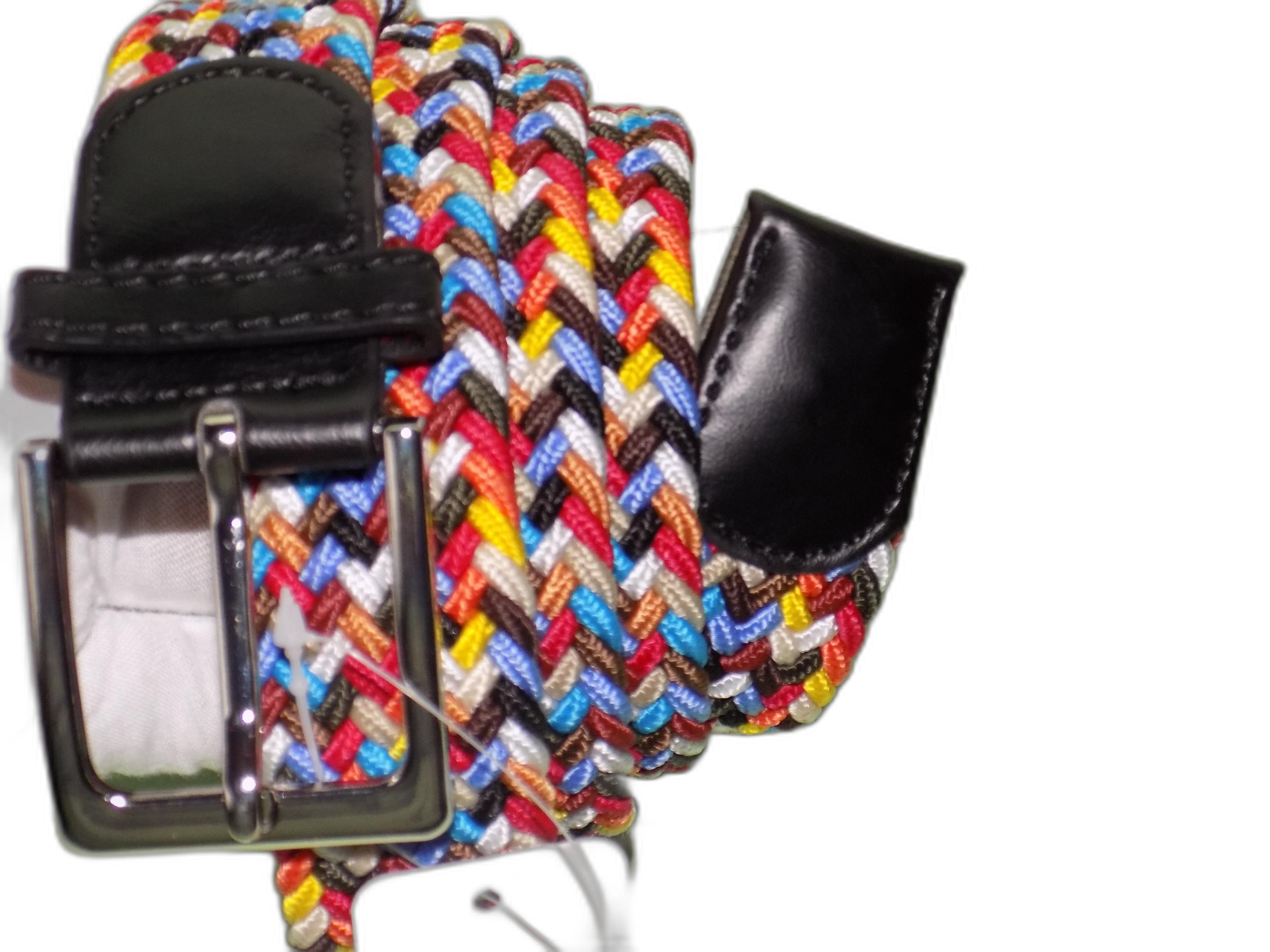 Cintura Unisex in Paglia Intrecciata Multicolore con Fibbia Retrò, Design Elastico Boho-Chic per Abiti Estivi, Verde Oliva