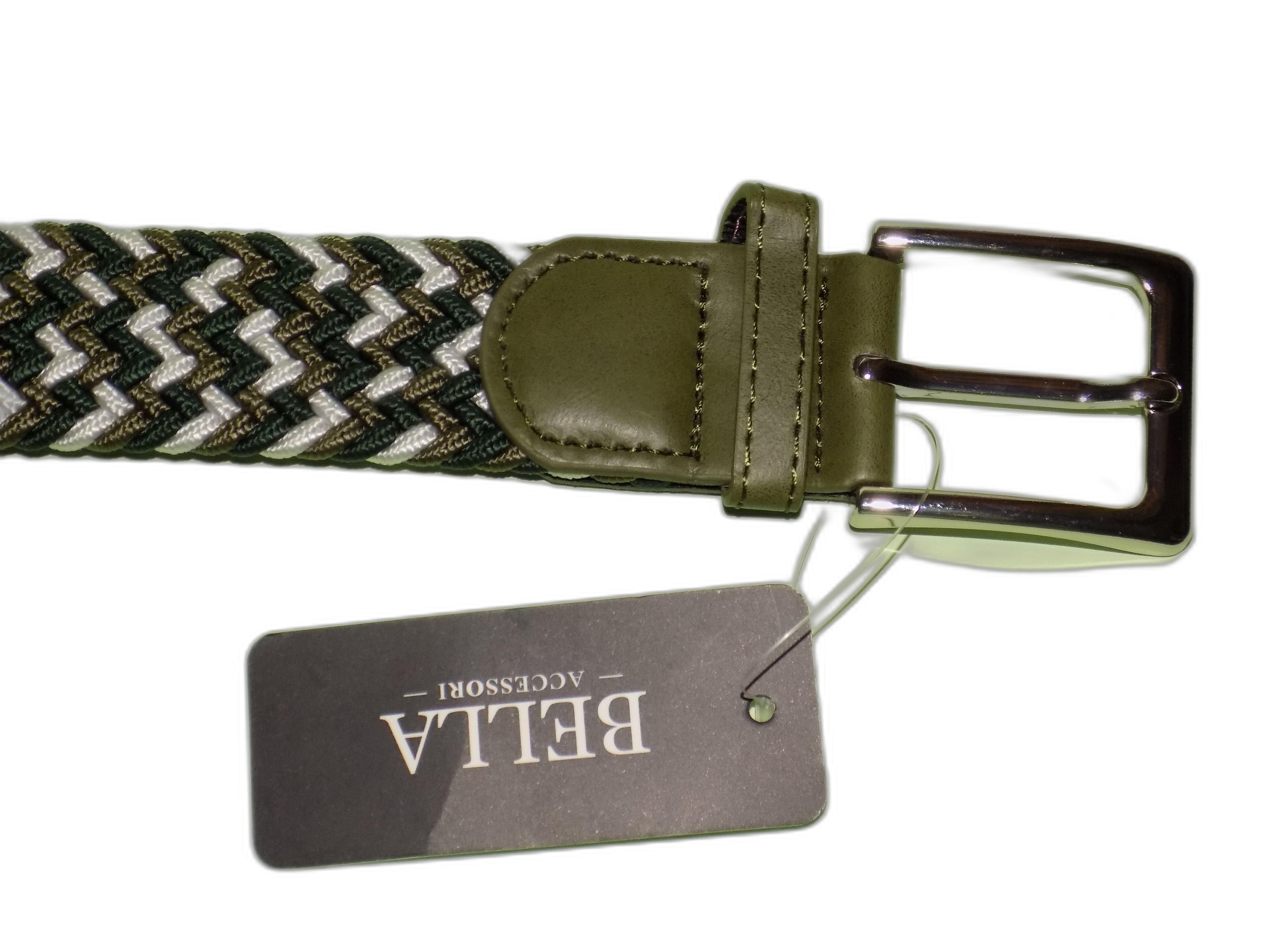 Cintura Unisex in Paglia Intrecciata Multicolore con Fibbia Retrò, Design Elastico Boho-Chic per Abiti Estivi, Verde Oliva