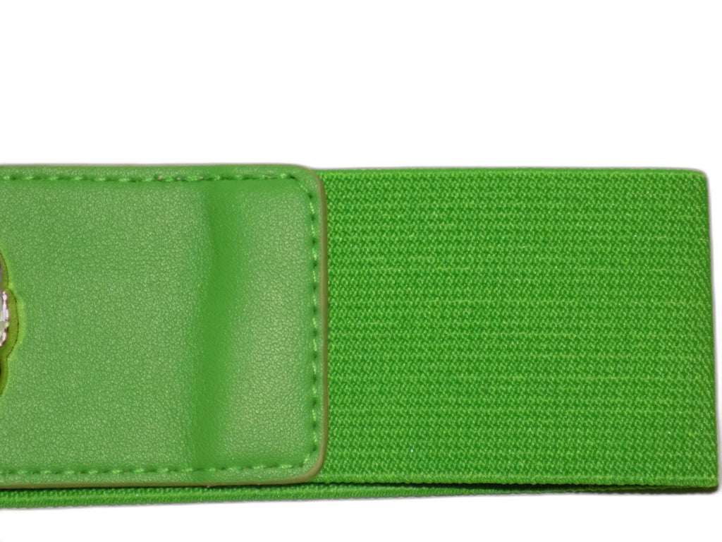 Cintura Elastica da Donna con Fibbia Decorativa in Cristalli, Disponibile in Verde e Azzurro