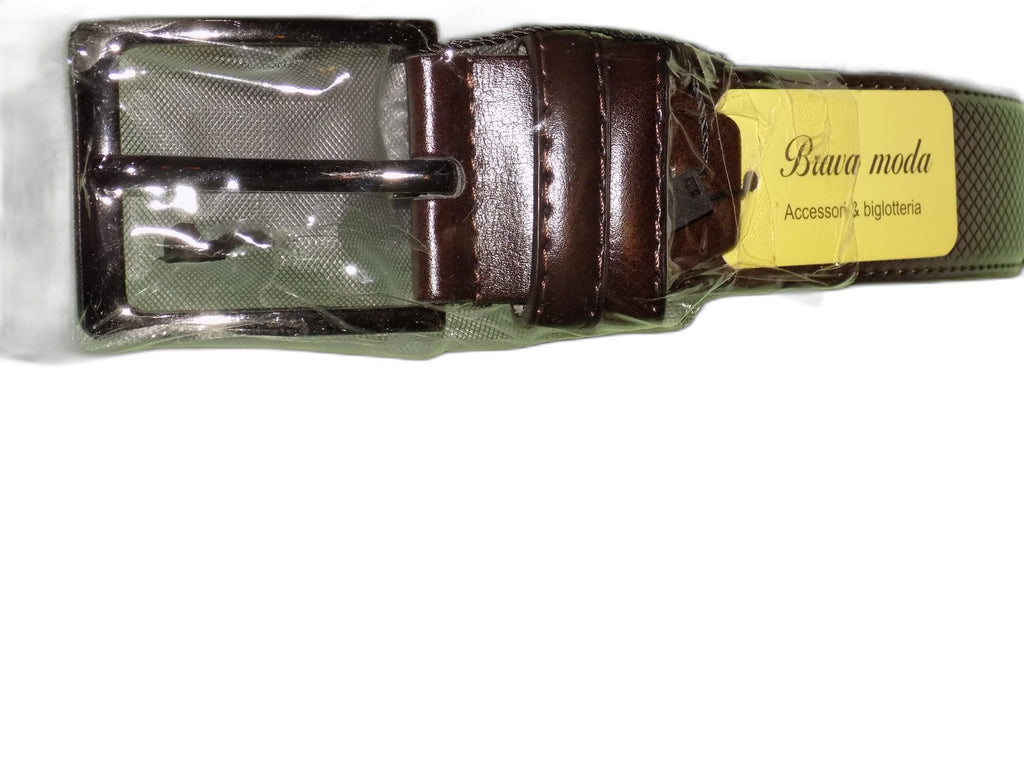 Moda Cintura Uomo in Pelle Sintetica, Fibbia Classica in Metallo, Stile Vintage Elegante, Marrone