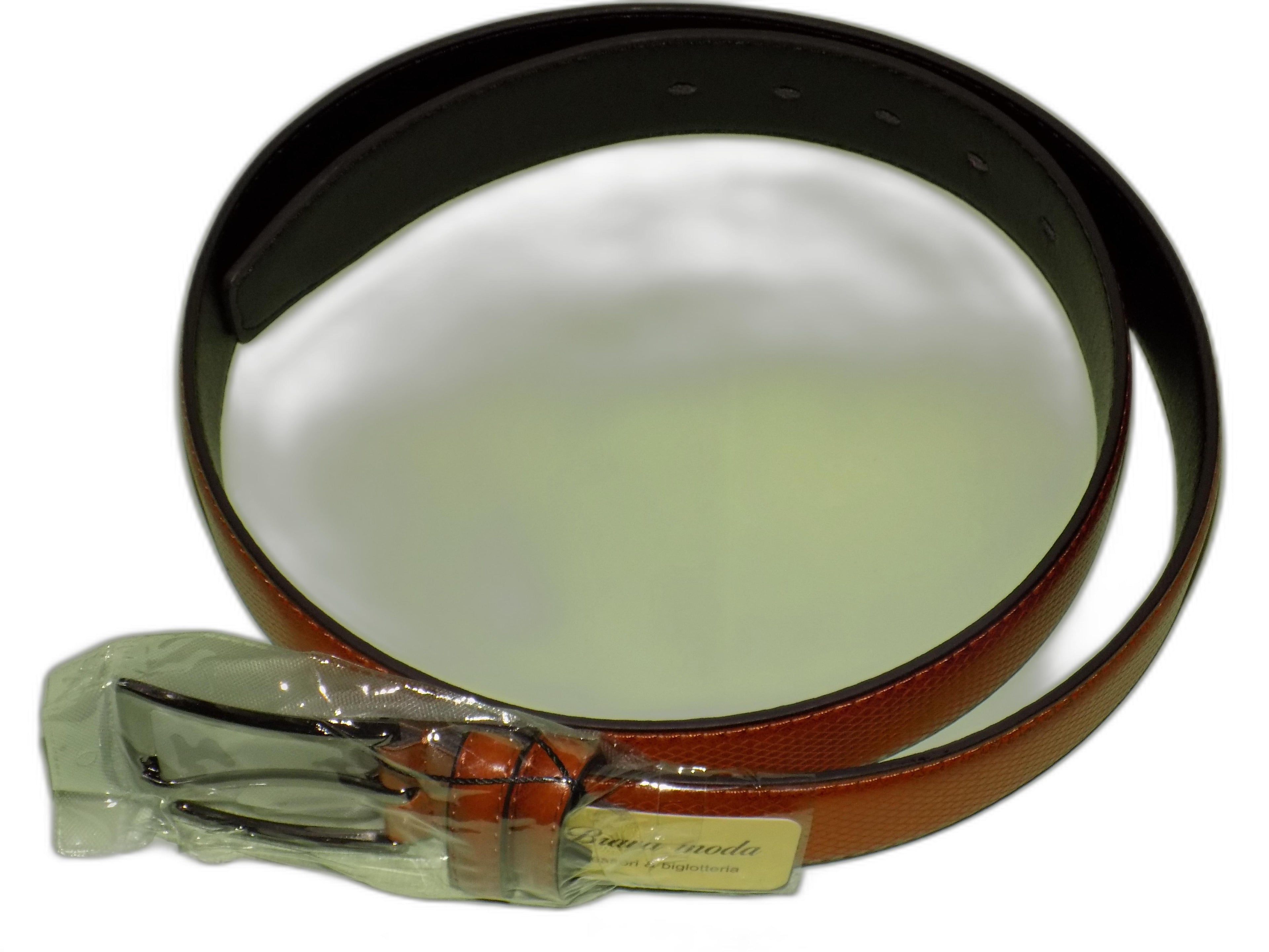 Moda Cintura Uomo in Pelle Sintetica, Fibbia Classica in Metallo, Stile Vintage Elegante, Marrone