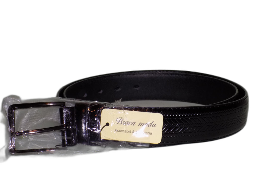 Brava Moda Cintura Uomo in Pelle Sintetica Nera