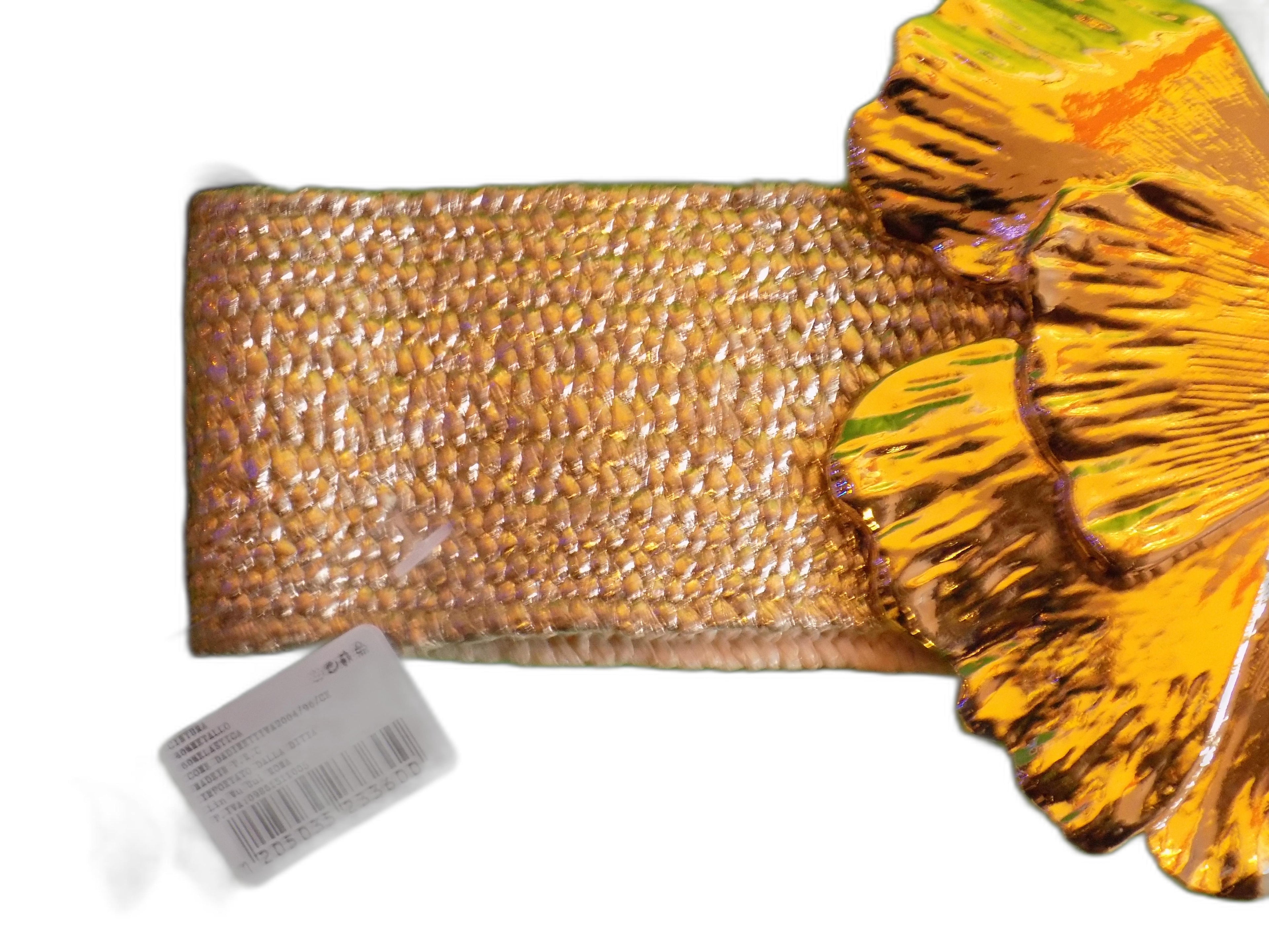 Cintura Elastica da Donna con Fibbia Floreale Metallica Marrone, Stile Designer