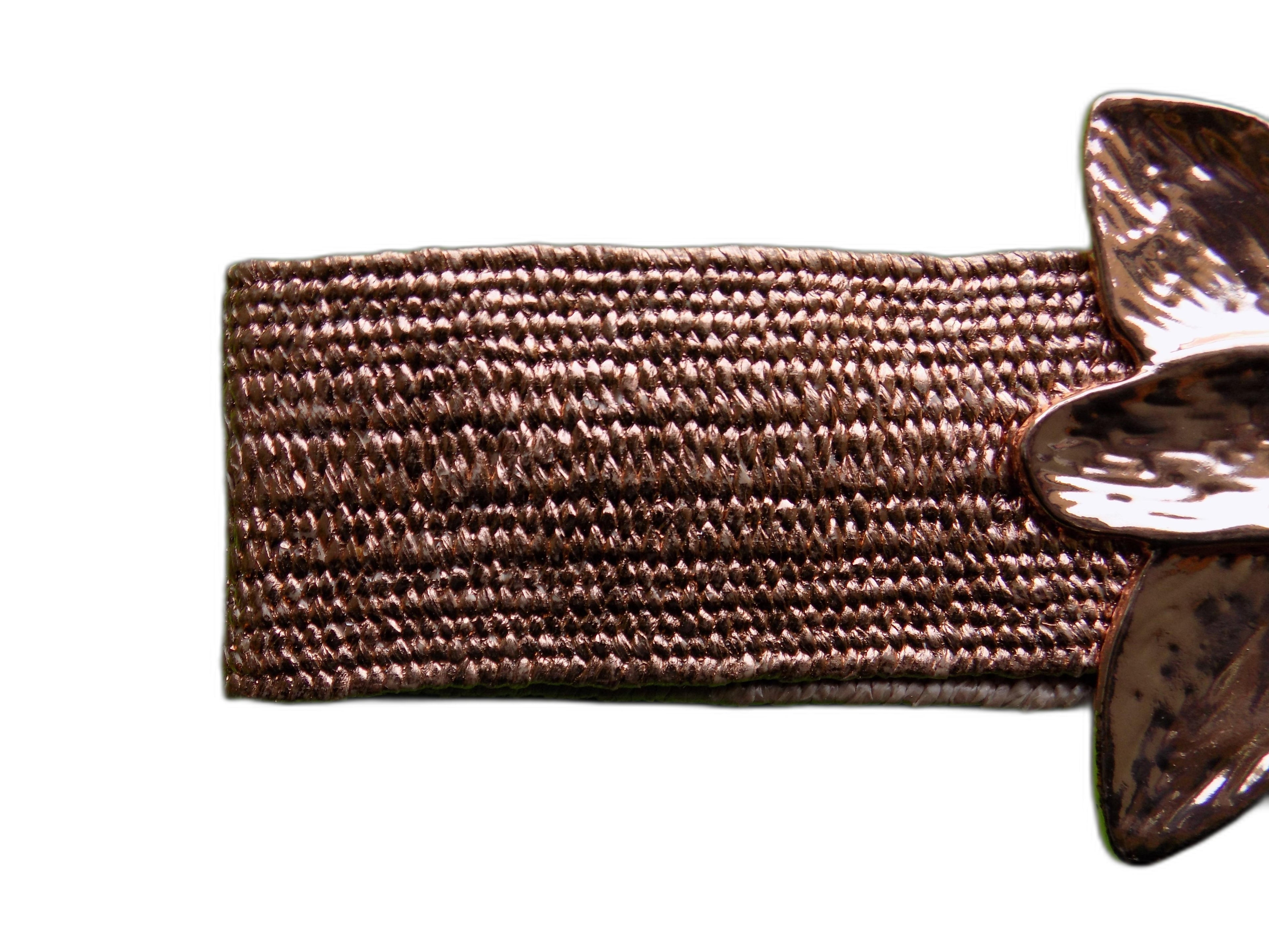 Cintura Donna Elastica con Fibbia Floreale Lotus, Design Petali, Colore Bronzo, Argento, Stile Elegante