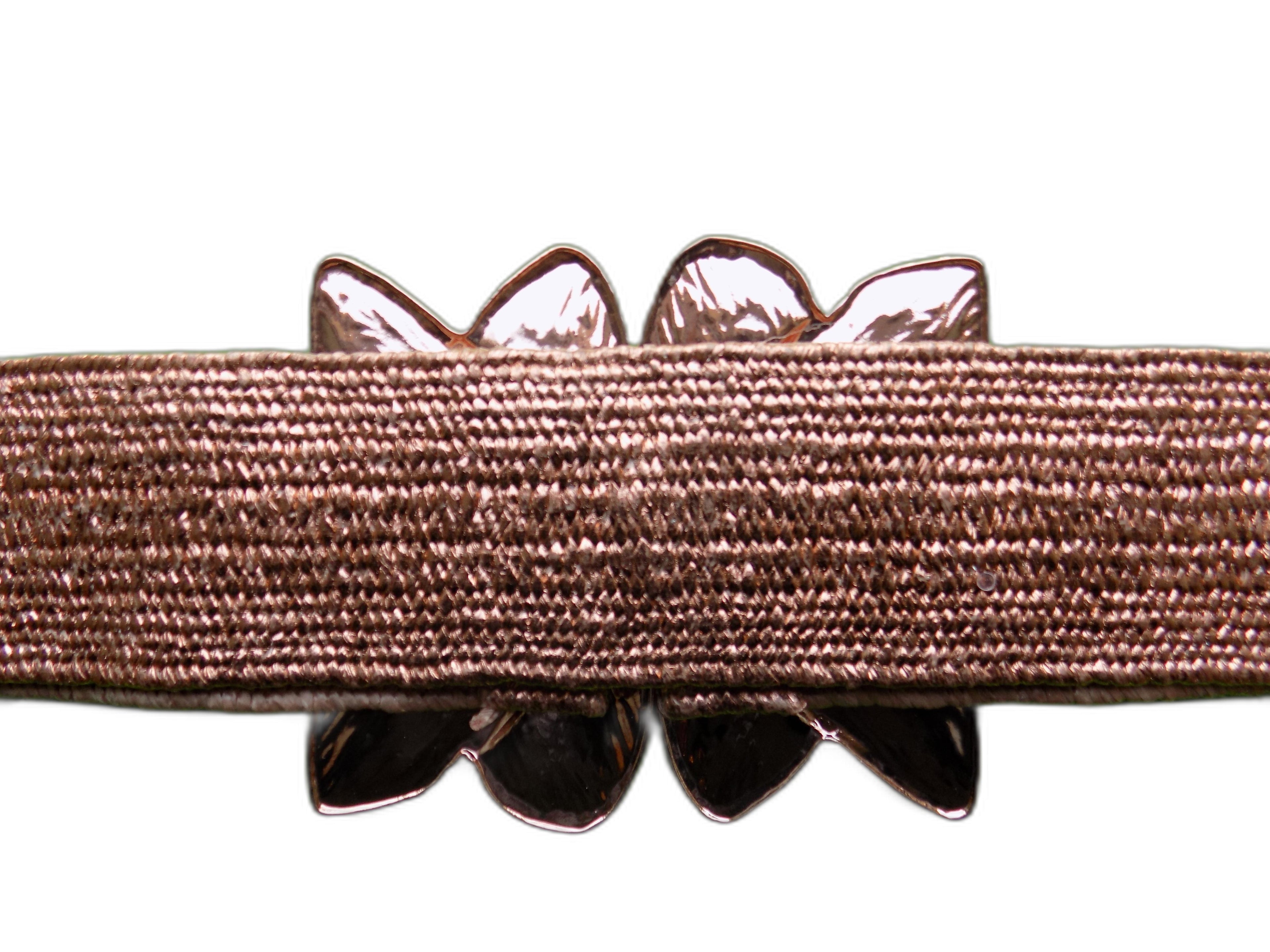 Cintura Donna Elastica con Fibbia Floreale Lotus, Design Petali, Colore Bronzo, Argento, Stile Elegante