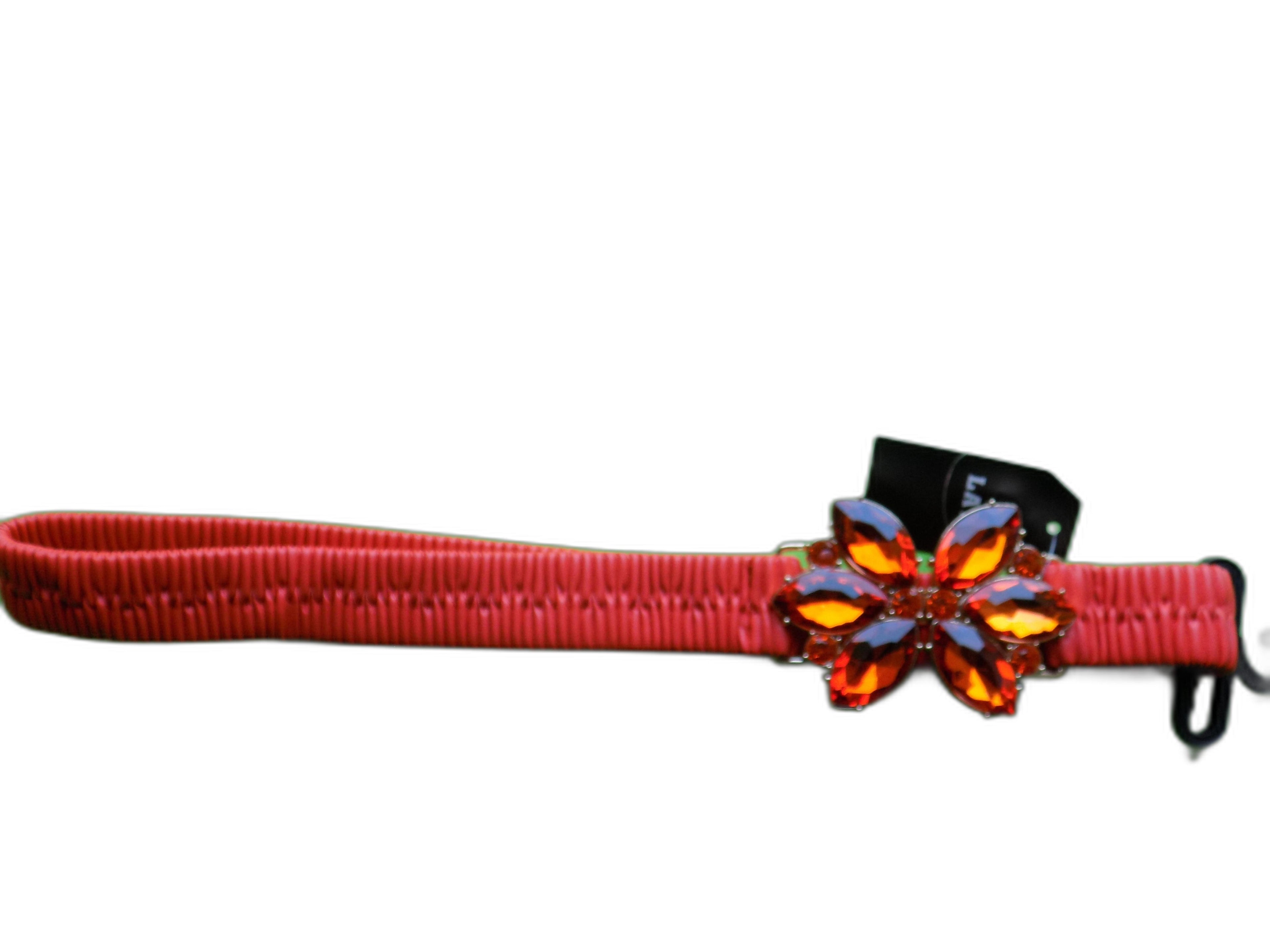 Cintura Elastica da Donna con Fibbia Floreale in Cristallo, Verde, Rosso