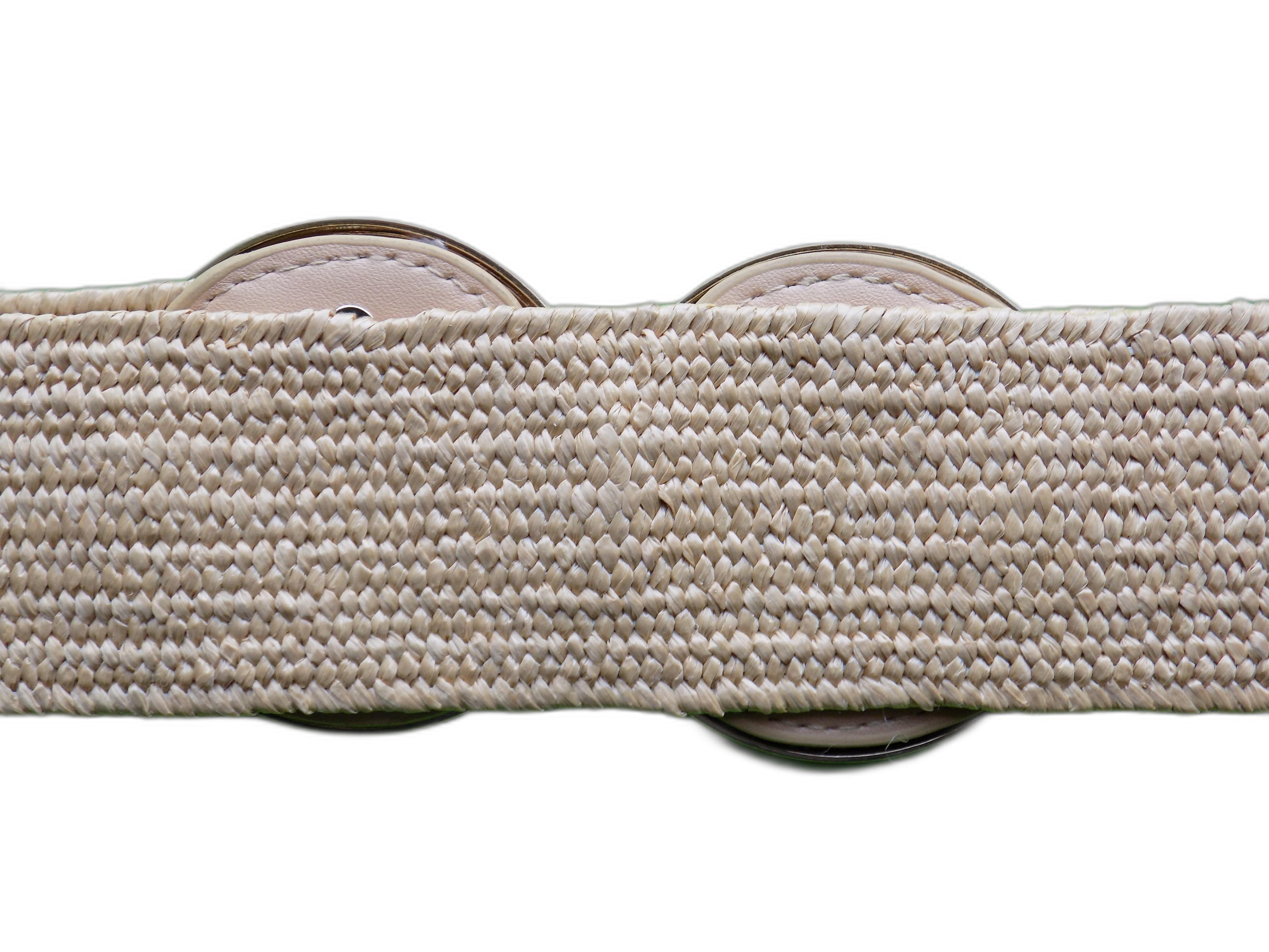 Cintura Elastica da Donna con Fibbia Doppio Cerchio Multicolore, Beige, Brown