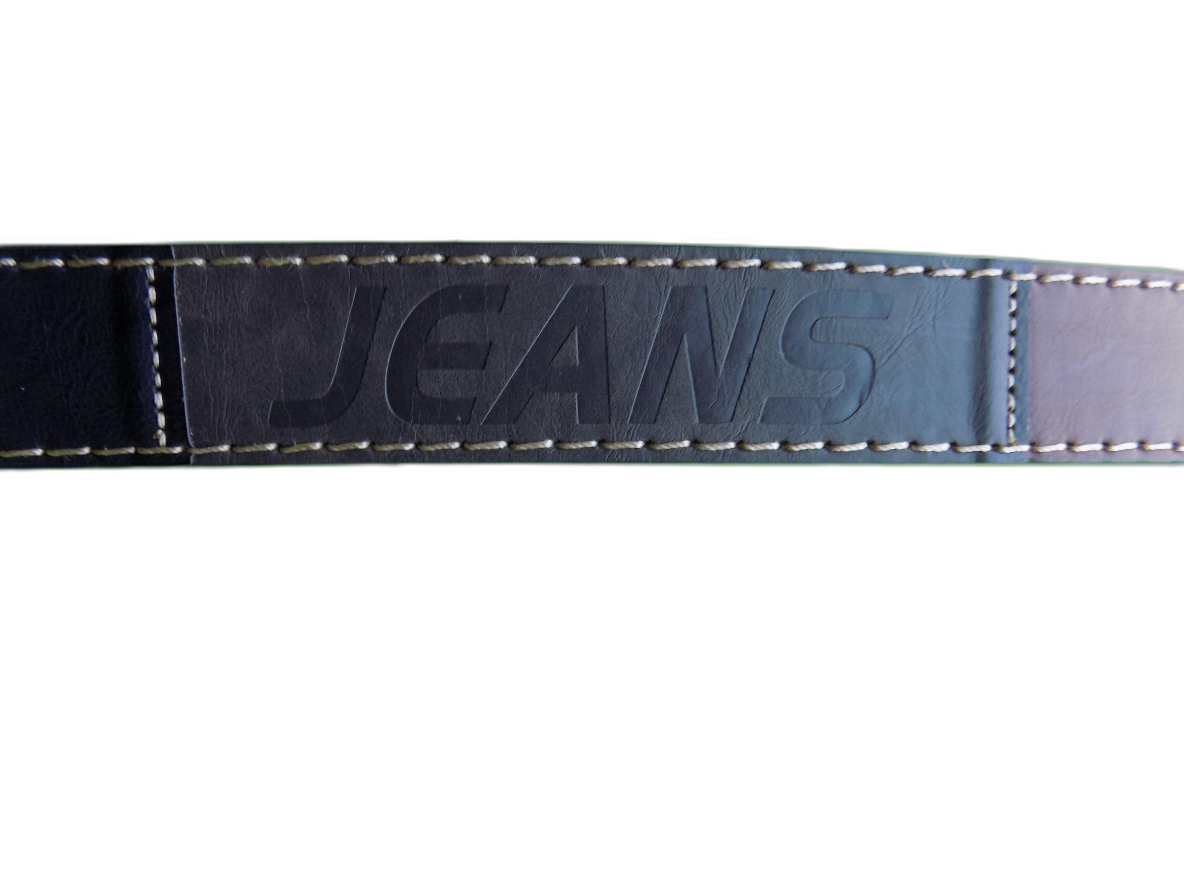 Cintura Uomo Multicolore con Patch JEANS, Pelle Sintetica con Cuciture a Contrasto