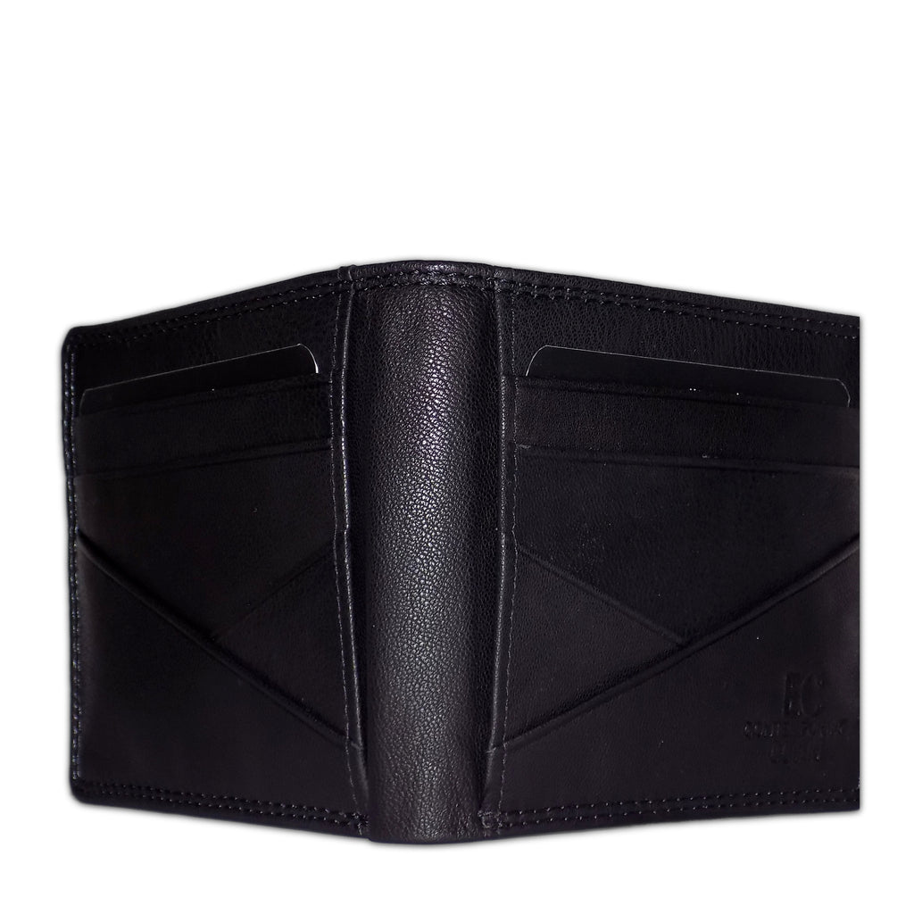 Enrico Coveri Men’s Genuine Leather Wallet – Bifold with Coin Pocket, Flip-Up Card Holder and Double Banknote Compartment, Black