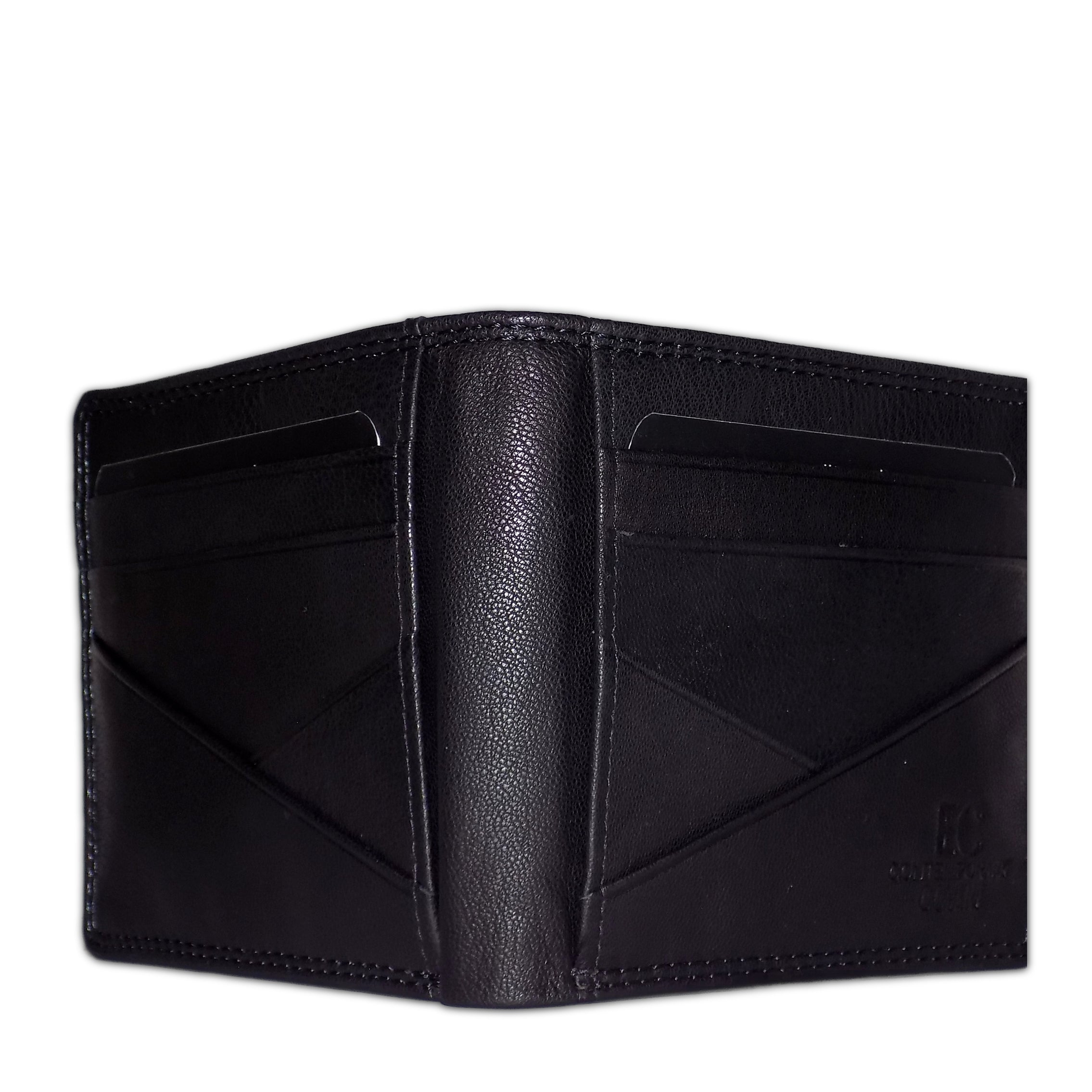Enrico Coveri Men’s Genuine Leather Wallet – Bifold with Coin Pocket, Flip-Up Card Holder and Double Banknote Compartment, Black